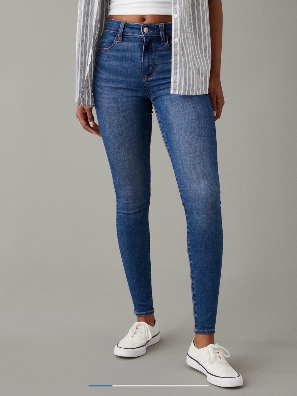 American Eagle Outfitters Mid-Blue High-Rise Skinny Jeans